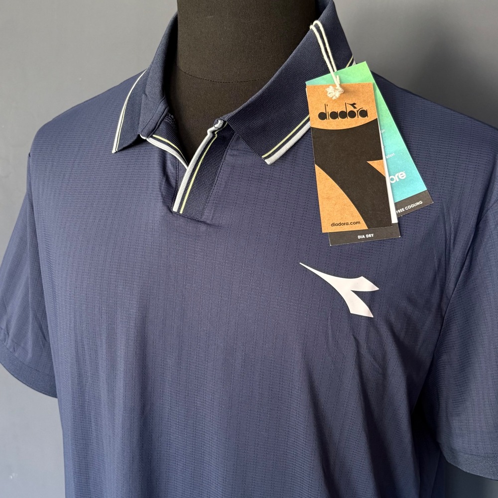 Diadora Icon Tennis Polo Shirt | Size L | Blue Performance Coolcore | 180778